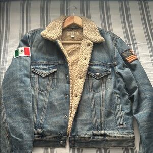polo denim & supply Denim Sherpa-Lined Jacket with Flag Patches